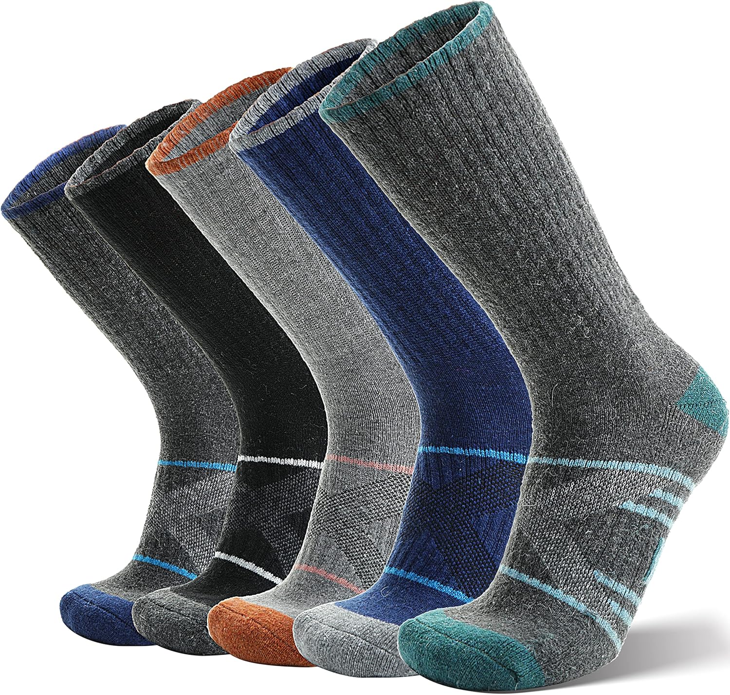Detalle de ANTSANG Merino Wool Walking & Hiking Socks (5-pack) – warm, cushioned moisture-wicking boot socks