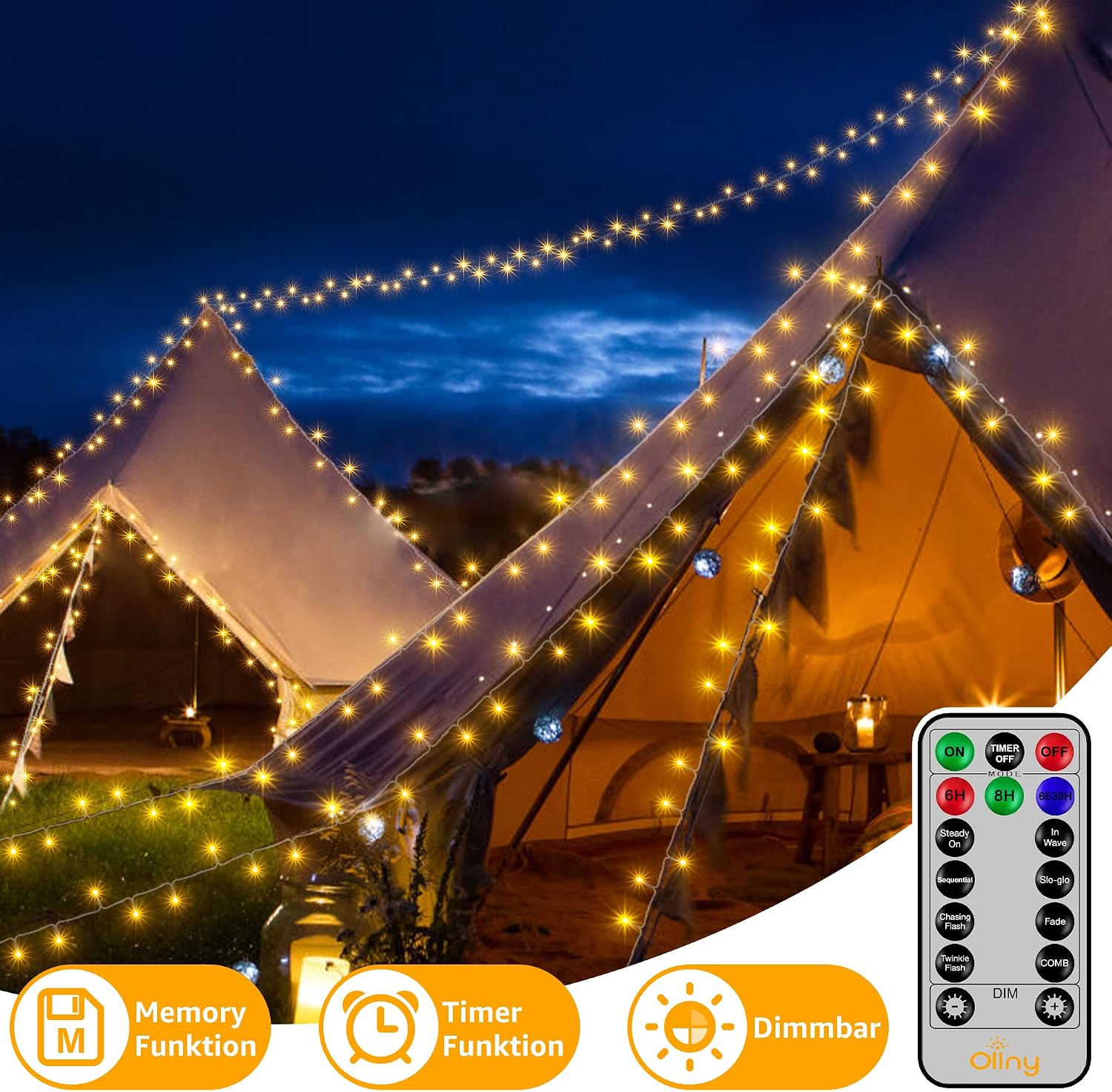 Detalle 2 de Ollny Lichterkette außen 20m 200 LEDs