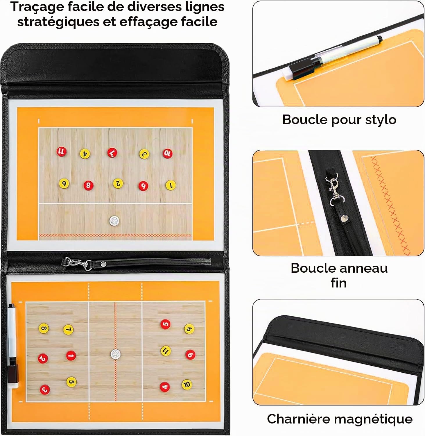 Detalle de CREADY tactisch volleybalbord 53 x 31 cm met magneet en pen