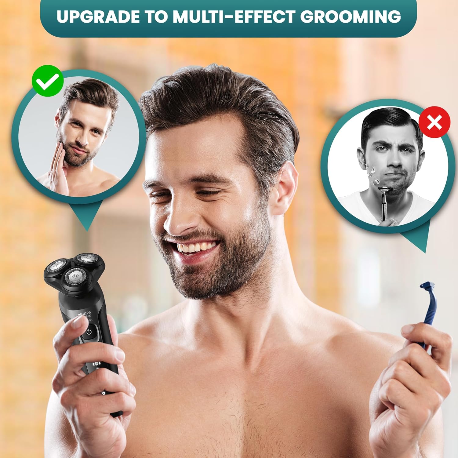 Detalle 2 de Philips AquaTouch S5966 Electric Shaver with 5D Flex Head and Precision Trimmer