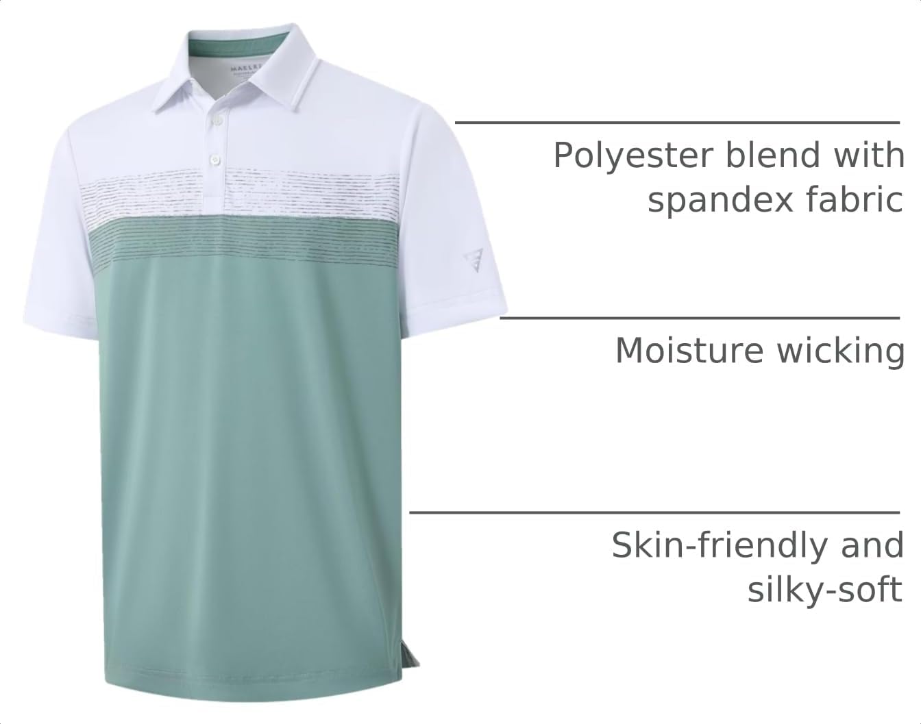 Detalle 2 de M MAELREG Golf Shirts for Men Dry Fit Performance Chest Print Color Block Polo (Short Sleeve)