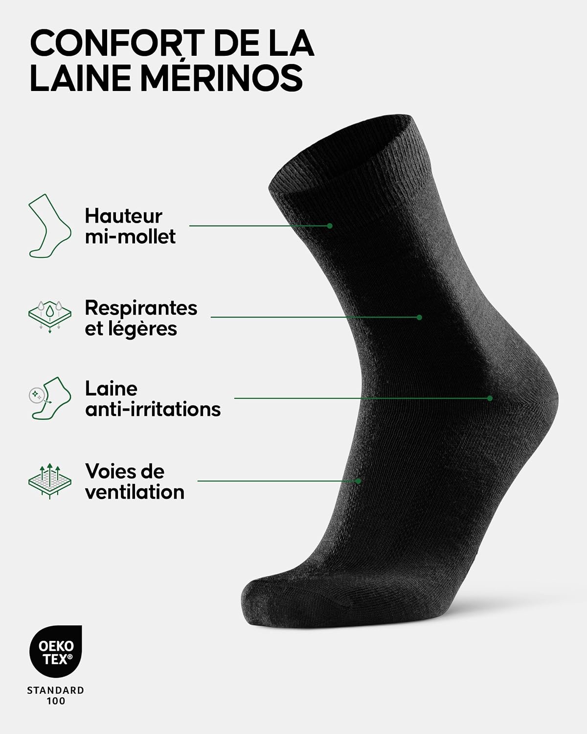 Detalle 2 de DANISH ENDURANCE Chaussettes Mérinos 3 ou 5 paires