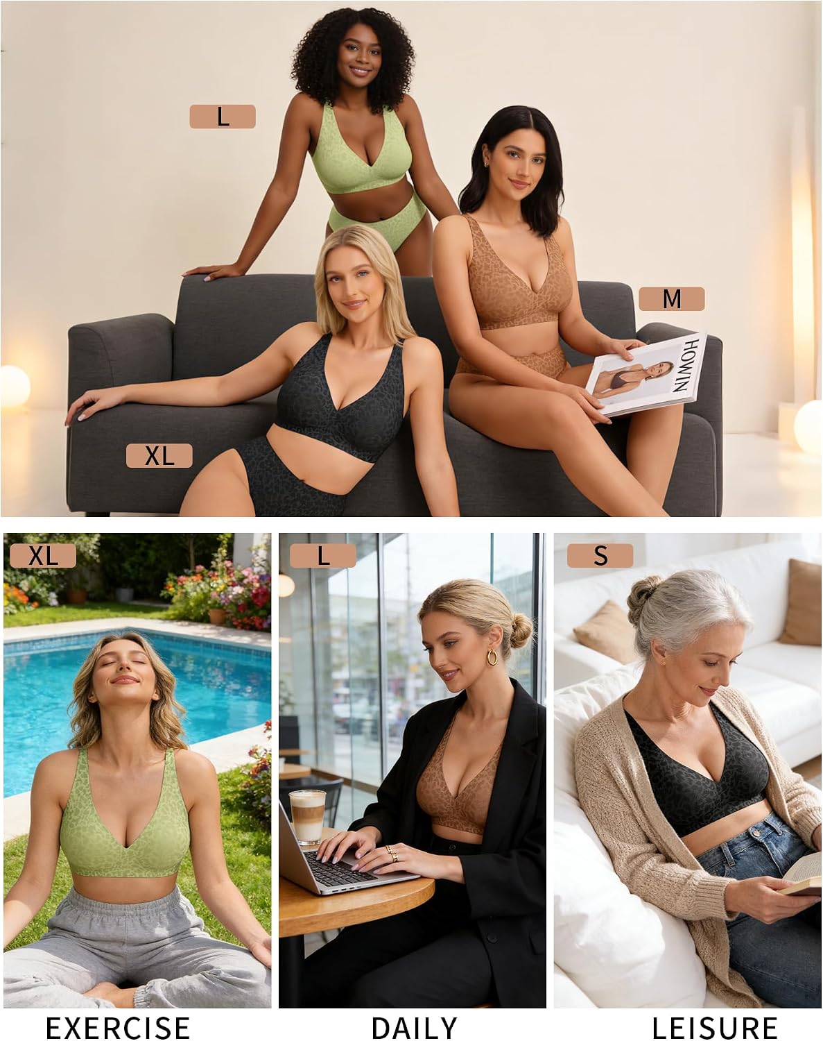 Detalle de HOWIN Jelly Bra: Wireless Gel Bra with Deep V, Seamless Comfort for Everyday Wear