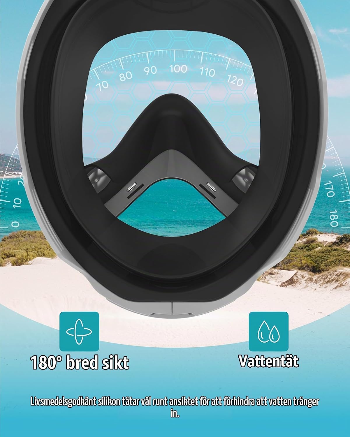 Detalle de G2RISE SN01 snorkelmask för barn med panoramavy och torrtopp