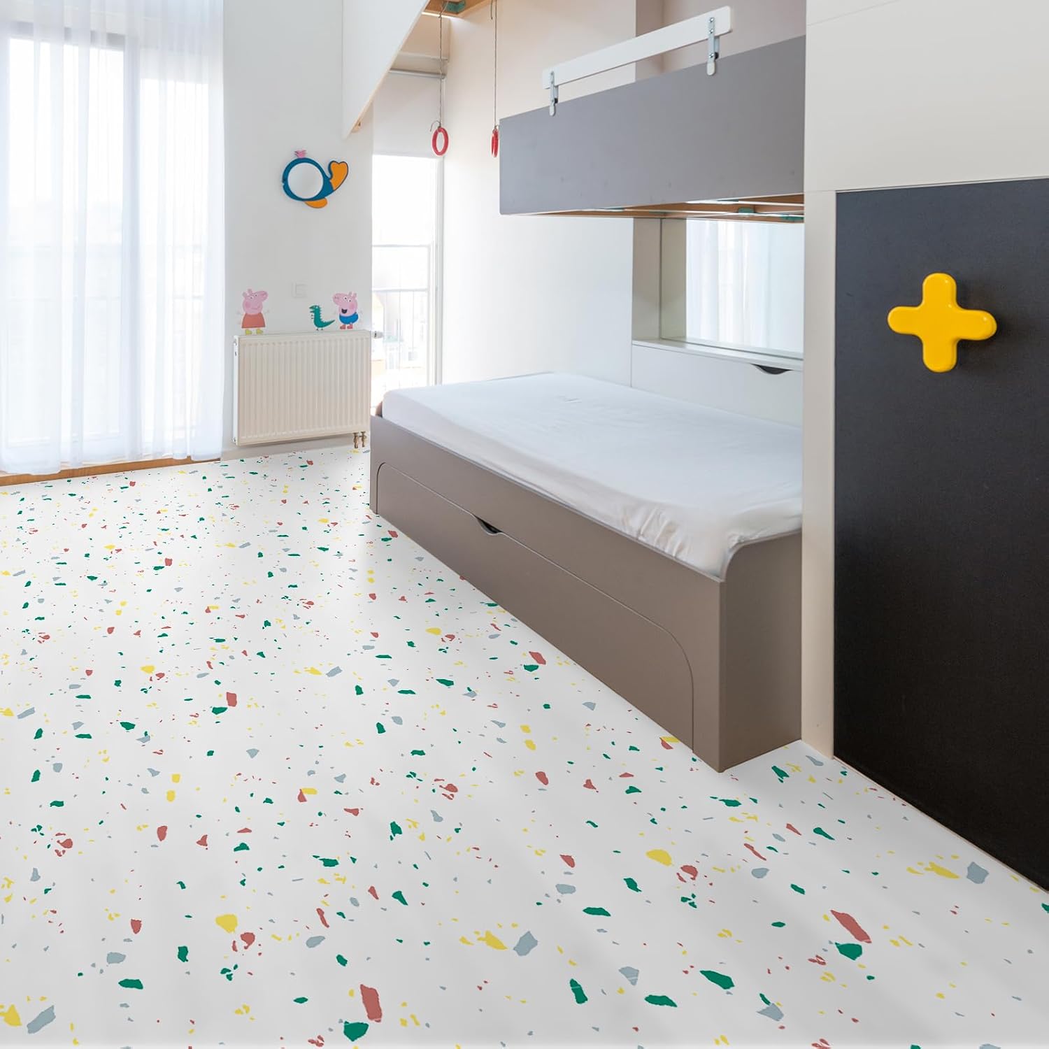 Detalle 2 de Art3d A43528 30-Pack Peel-and-Stick Vinyl Floor Tiles, 12 x 12 in, Modern Terrazzo