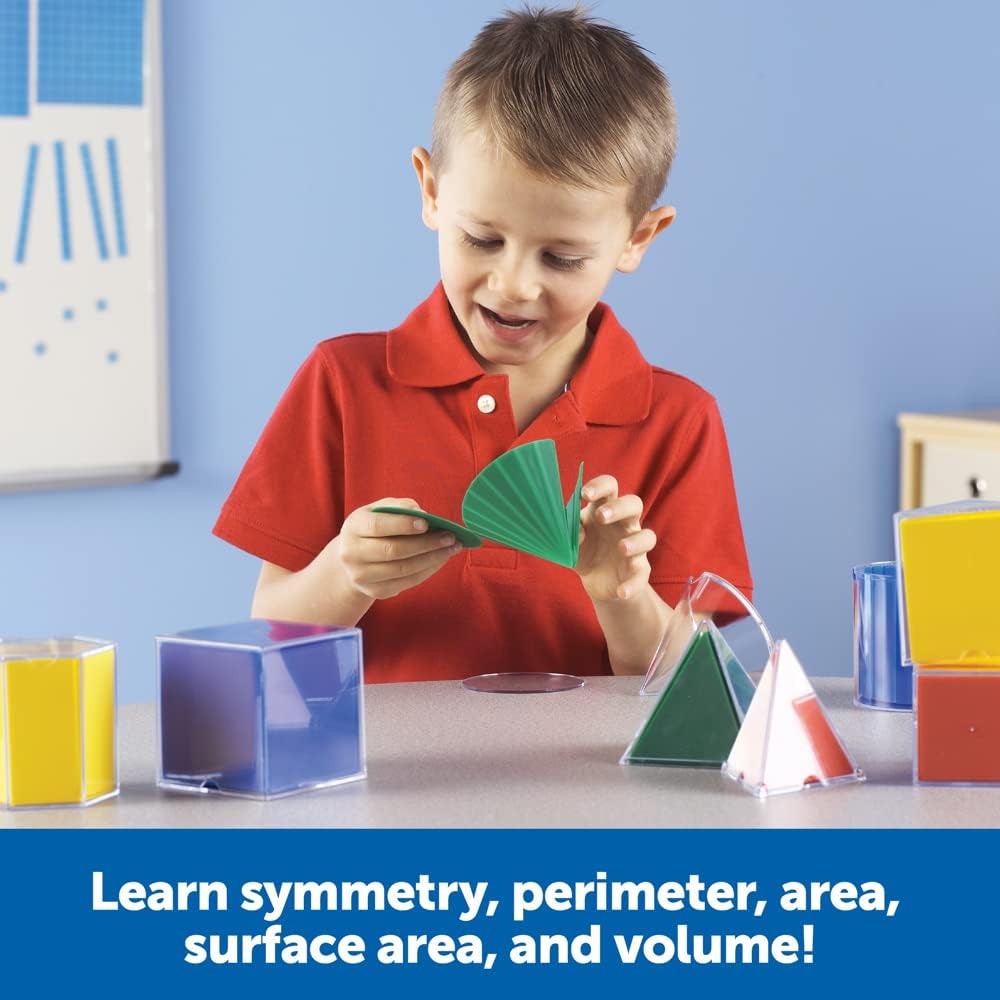 Thumbnail 2 de Learning Resources Forme Geometriche Pieghevoli Originali – Set 2D e 3D per Simmetria, Perimetro, Superficie e Volume (7+ anni)