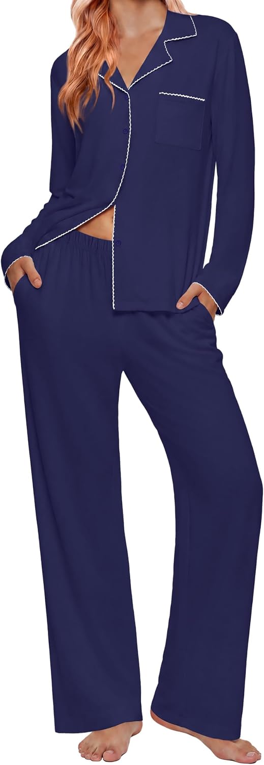 Detalle de Ekouaer Women's Pajama Set Cotton Blend