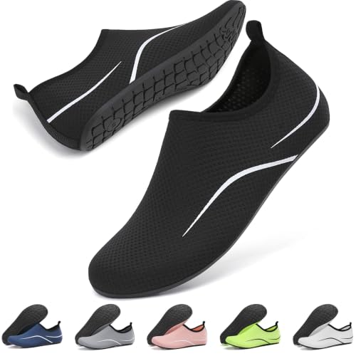 Detalle de RUOMU Badeschuhe Herren/Damen – Wasserschuhe, schnell trocknend, rutschfest und leicht für Strand, Pool & Wassersport