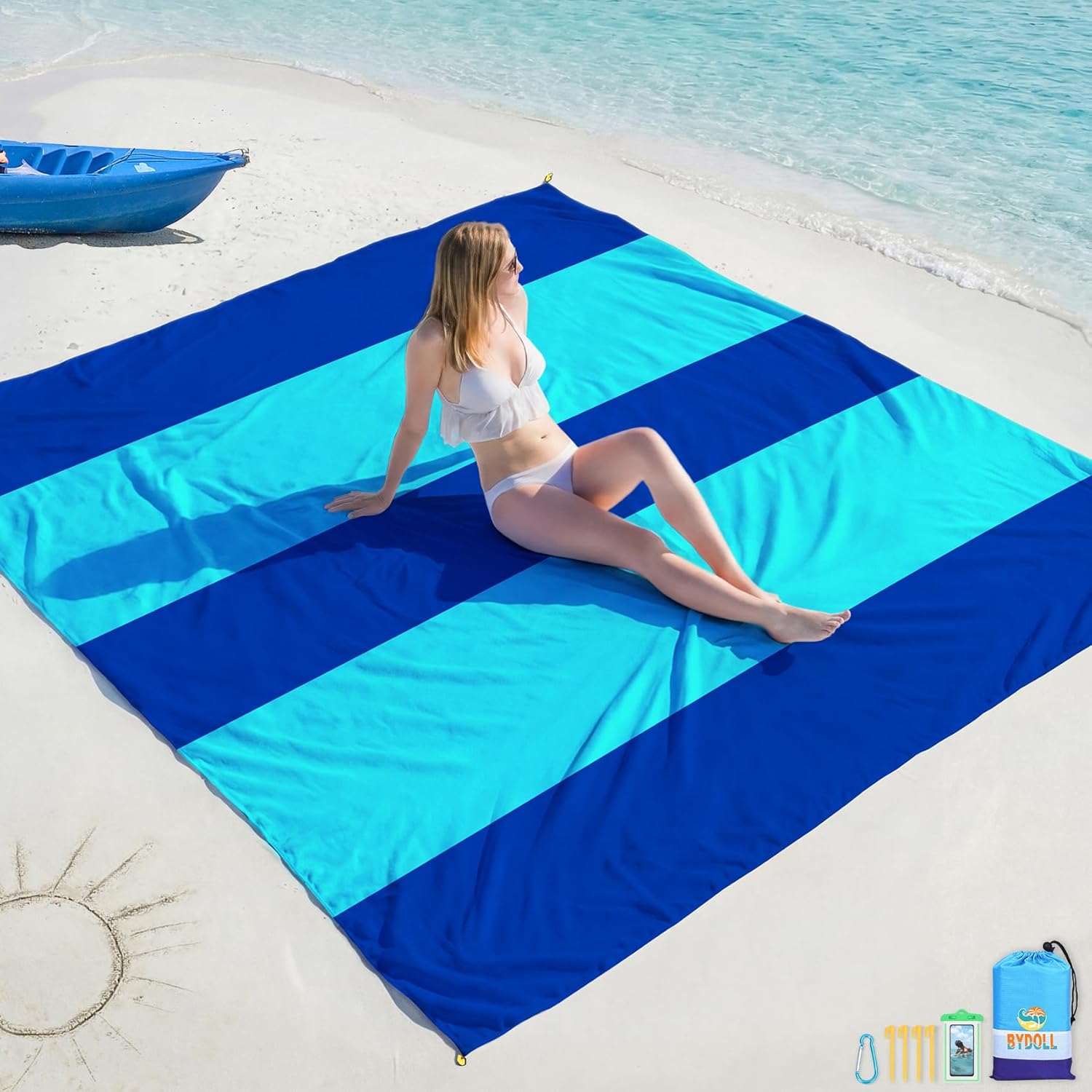 Thumbnail 6 de BYDOLL Beach Blanket Waterproof Sandproof Oversized 78'' x 81'' (10' x 9') – Lightweight, Sand-Free Picnic Mat