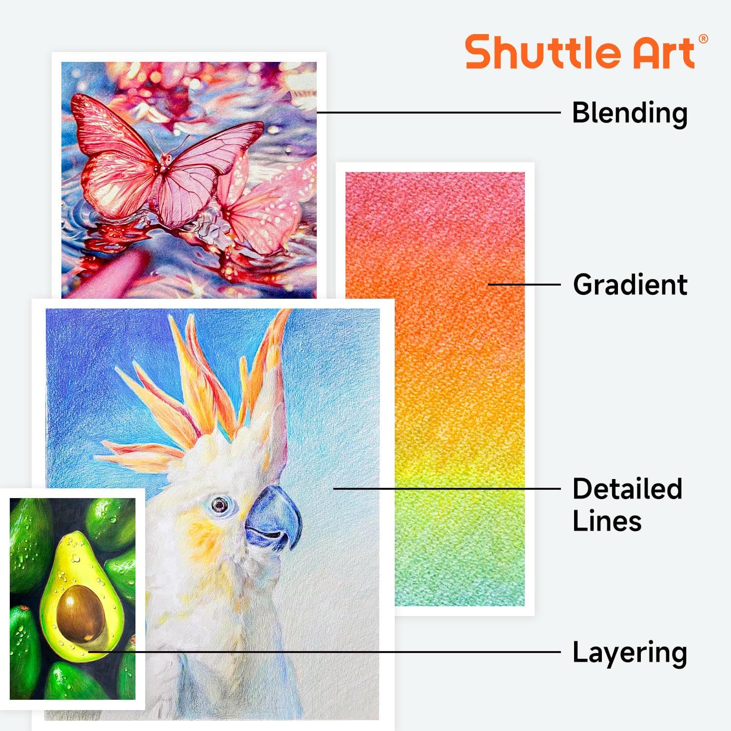 Thumbnail 6 de Shuttle Art 172 Colouring Pencils: Soft Core Colour Pencils Set for Adults, Drawing and Sketching