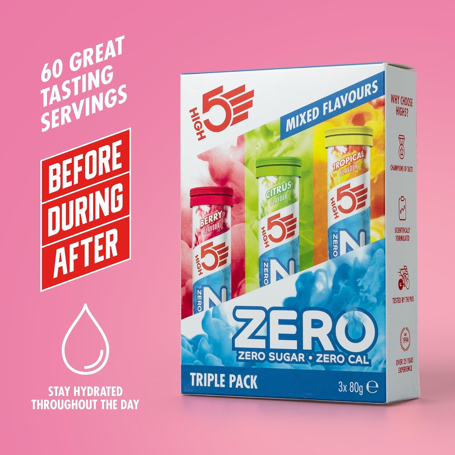 Thumbnail 1 de HIGH5 ZERO Elektrolyte Ohne Zucker – Hydration Helper, 60 Brausetabletten (3 x 20 Stück)