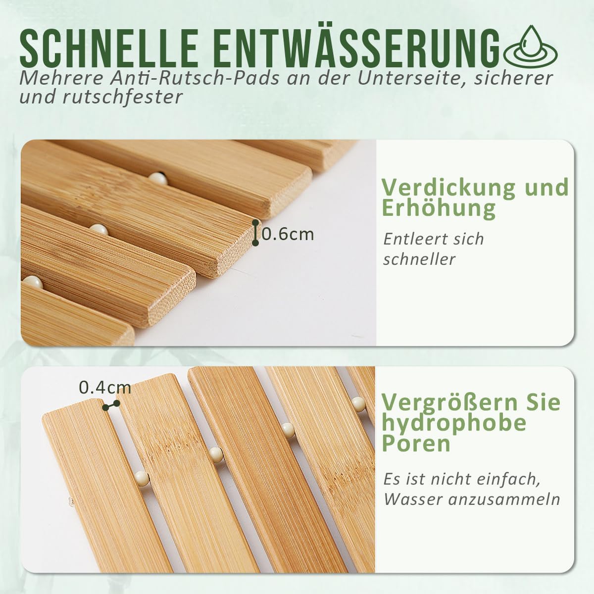 Thumbnail 5 de Bamboo bath mat 100 x 50 cm