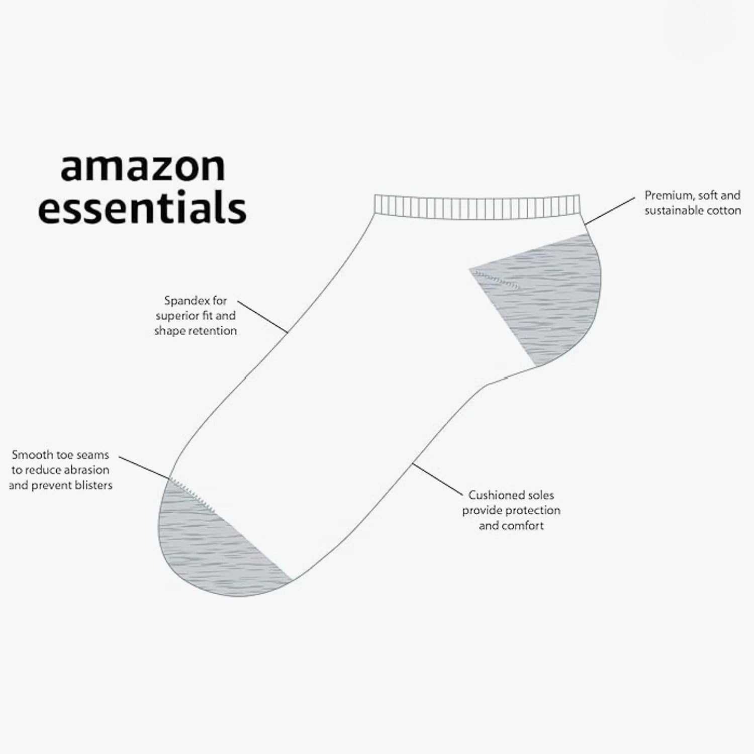Detalle de Amazon Essentials Unisex Kids Cotton Low-Cut Cushioned Socks