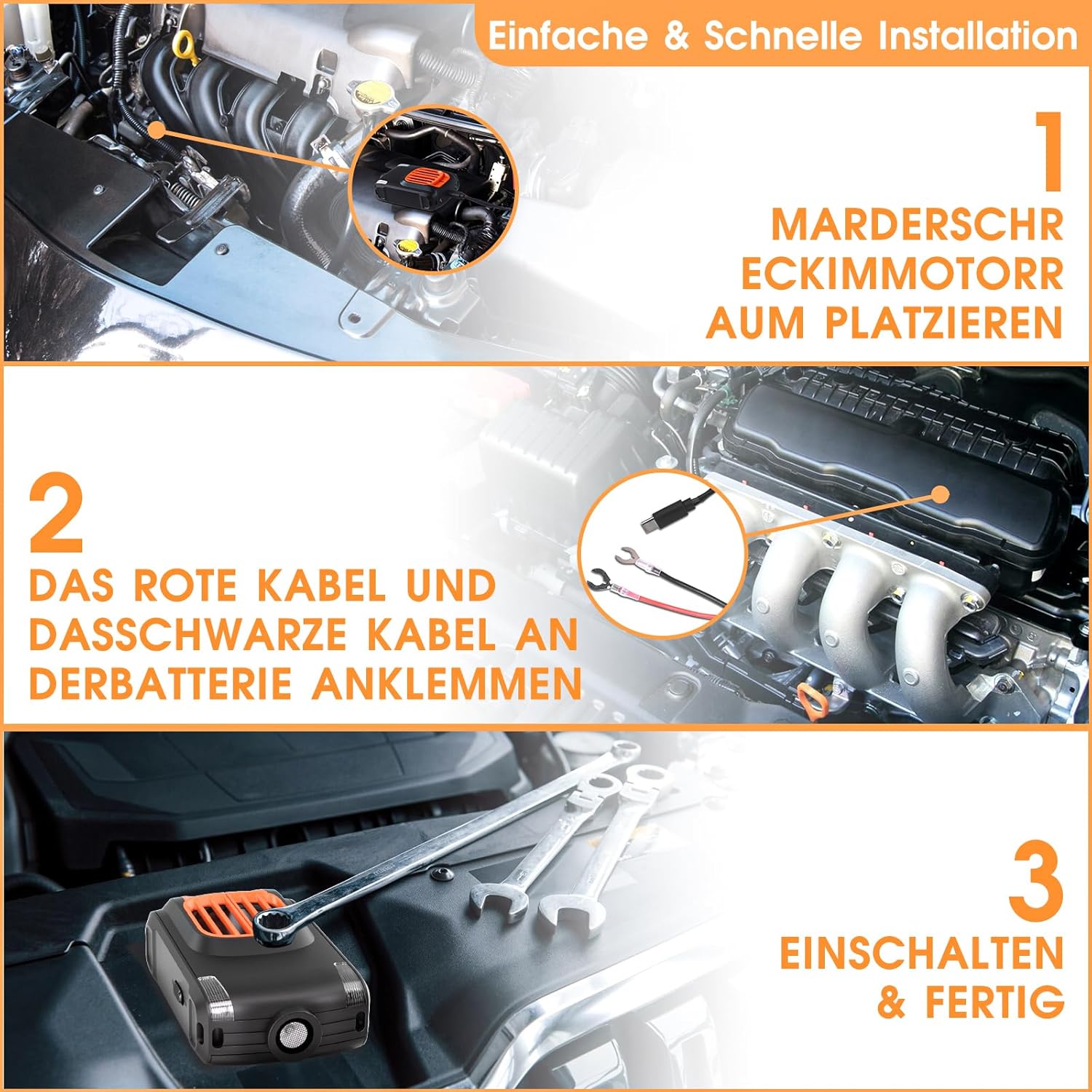 Detalle 2 de Elezenioc Marderabweh Marderschreck – Ultraschall mit Blitzlicht, 2er-Pack