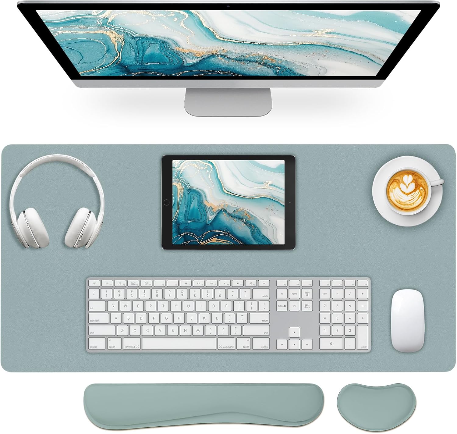 Detalle de Meetcolor 3-in-1 Desk Mat Set, 31.5" x 15.7" Waterproof Pad with Wrist Rests