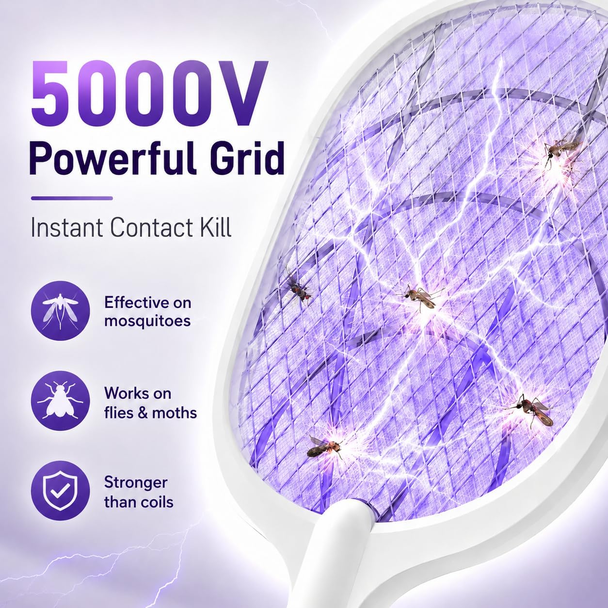Detalle 2 de DANGZW Electric Fly Zapper 4000V: 2-in-1 USB-C Rechargeable UV Light Trap