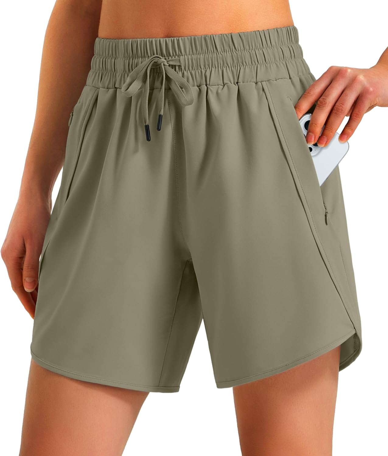 Detalle de Ksmien Women’s Athletic Running Shorts (5” or 7”) with Zipper Pockets & UPF 50+
