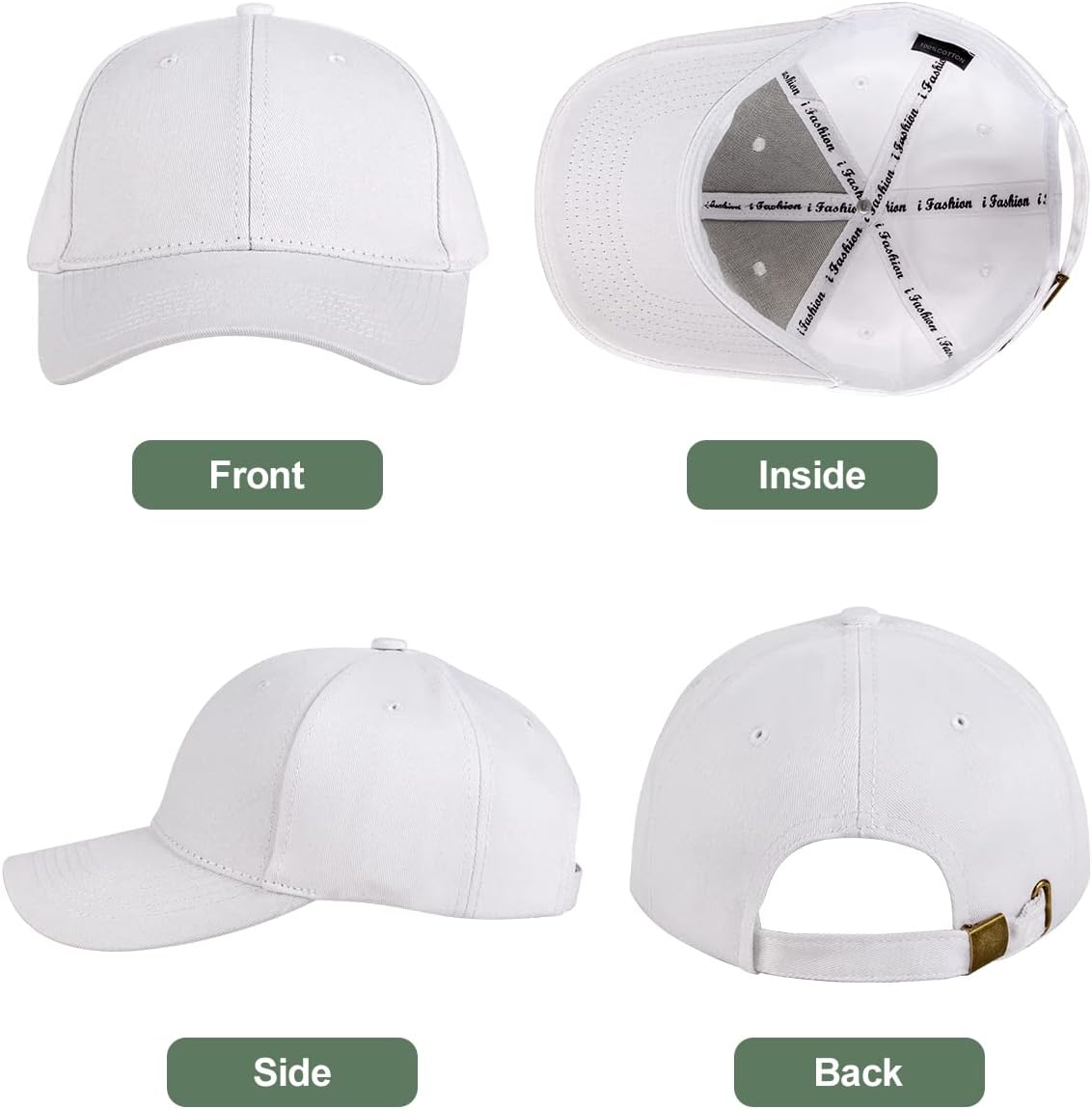 Detalle de Unisex adjustable baseball cap with metal buckle closure and sweatband lining (54–60 cm)