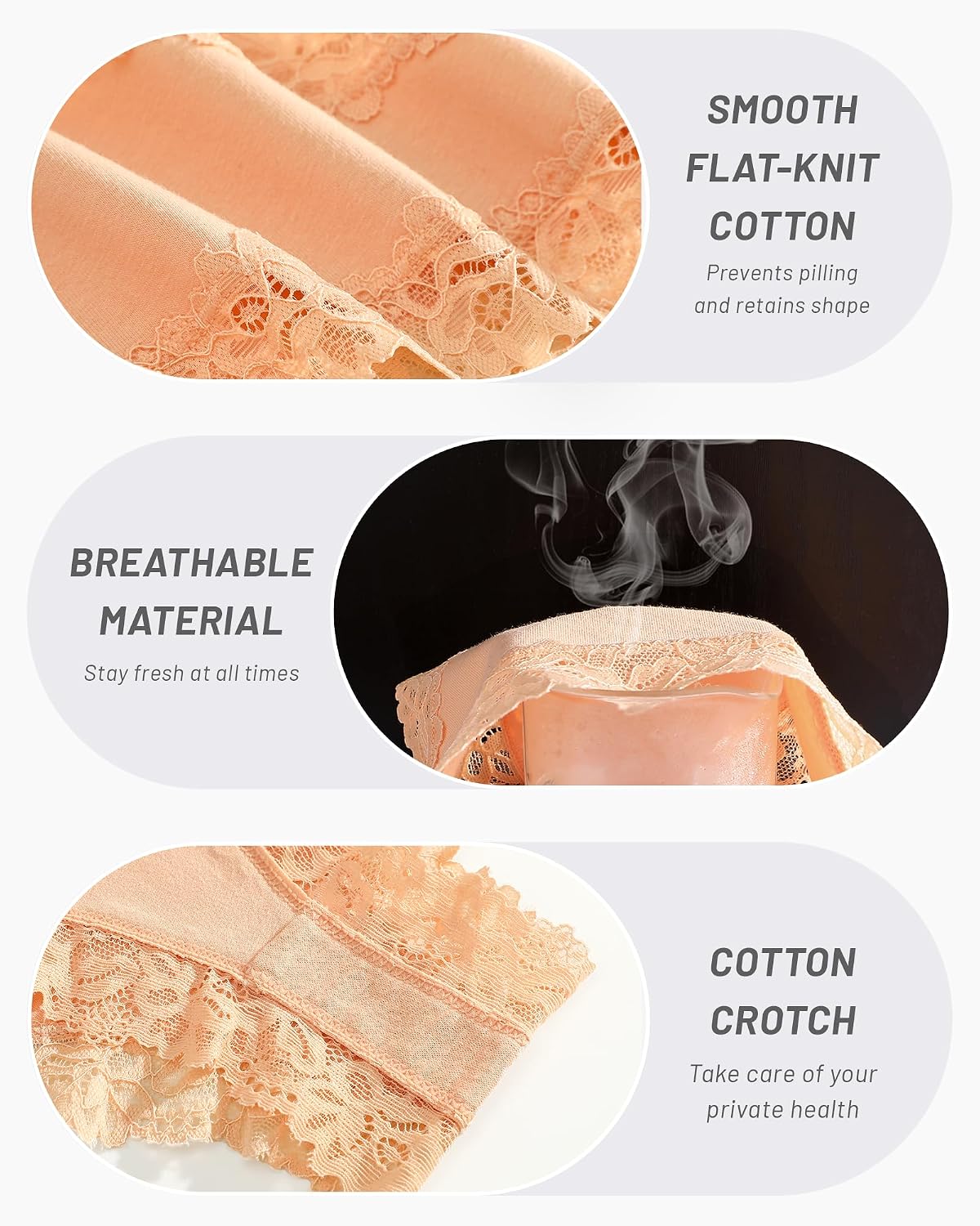 Detalle de FINETOO Cotton Lace Cheeky Panties, Low-Rise 6-Pack