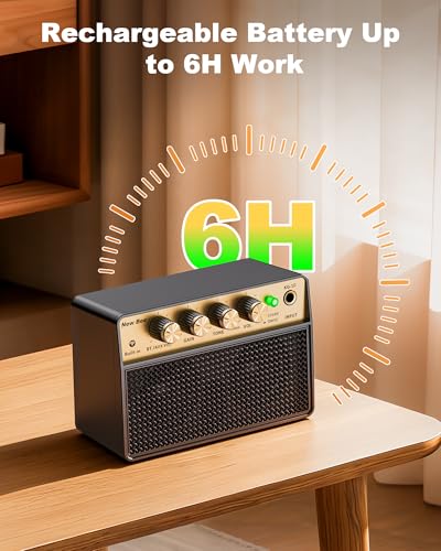 Detalle 2 de New Bee Gitarrenverstärker 10W Mini mit Clean & Drive Kanal – kompakt, vielseitig & dank Bluetooth mobil nutzbar