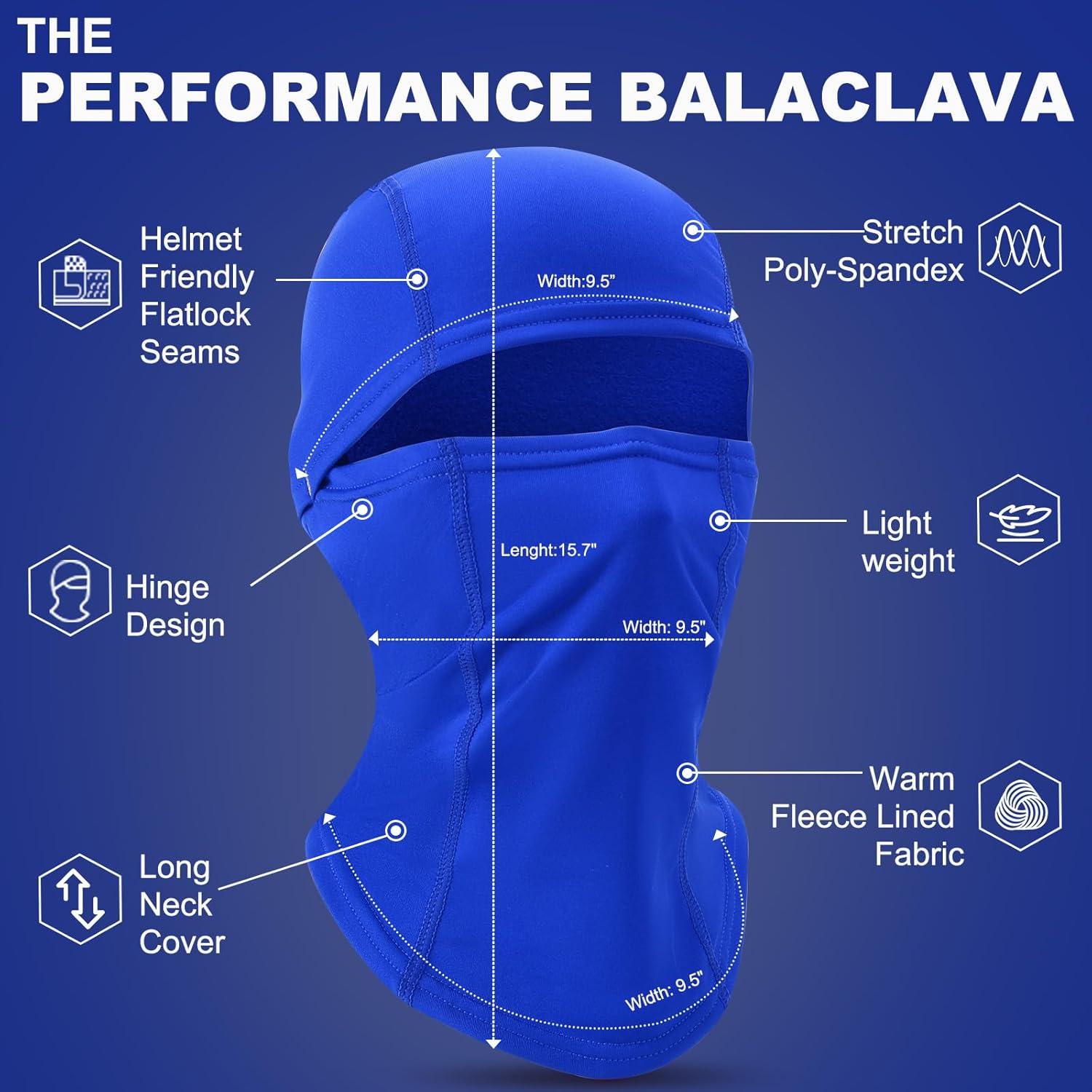 Detalle de Beehow Balaclava Ski Masks Cover: warmer windproof neck scarf face mask for cold weather