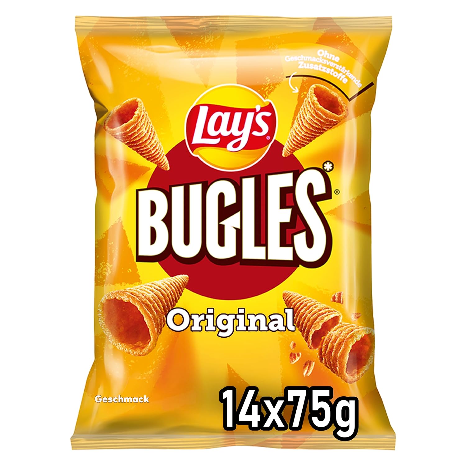 Detalle de Lay’s Bugles Paprika – herzafter Mais-Snack mit Paprika-Geschmack (12 x 125 g)