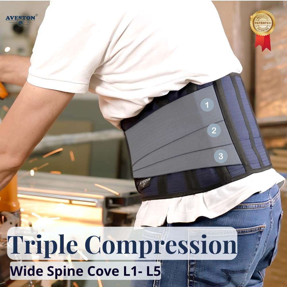 Detalle 2 de AVESTON AVE-DI-2016 Lower Back Brace, Large, Breathable 6-Rib Support