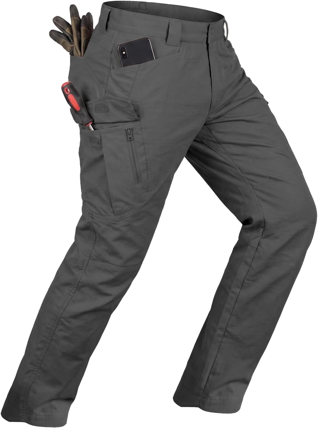 Detalle de whox Men's Work Cargo Pants, Water-Resistant Ripstop, 6 Pockets