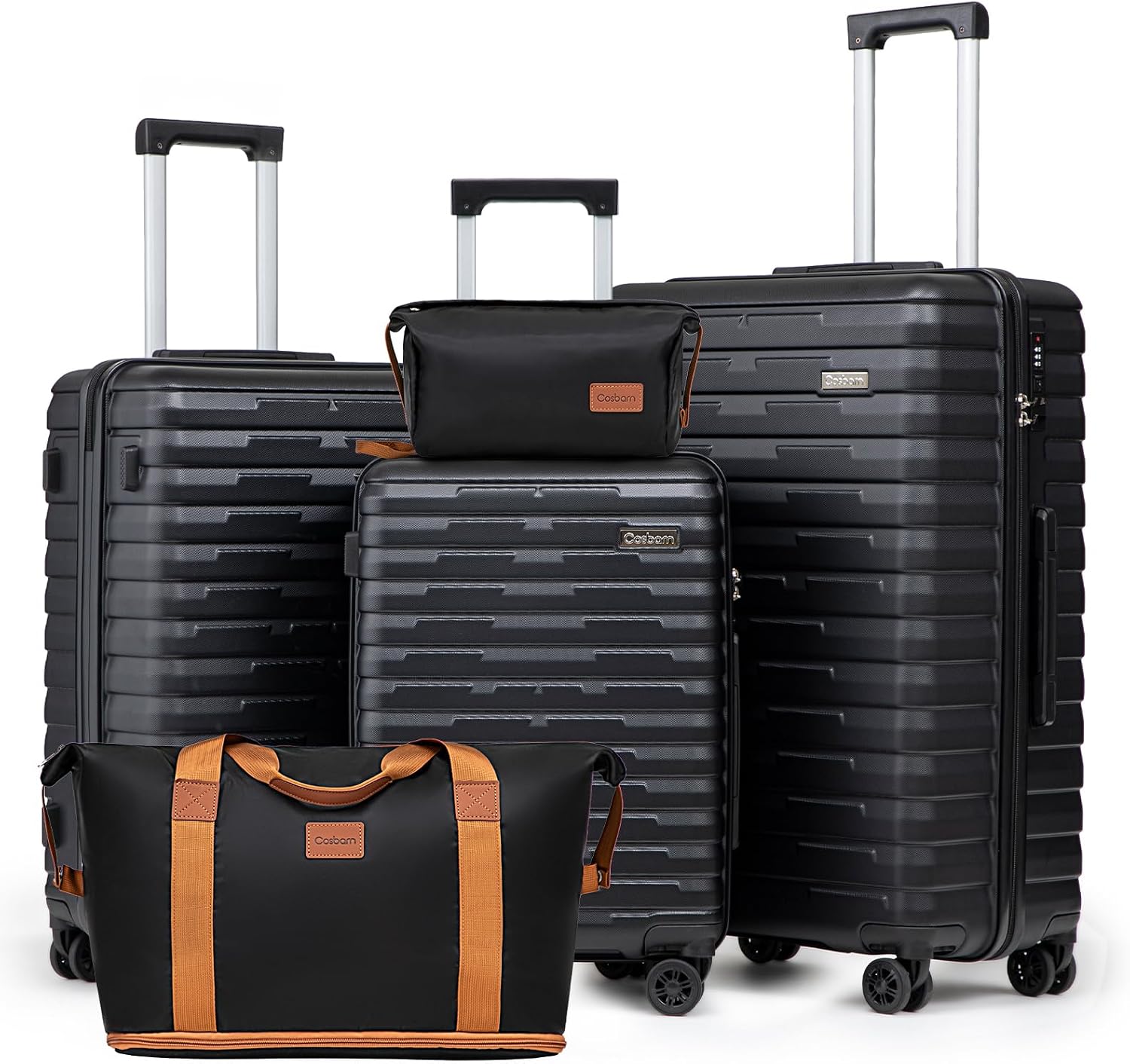Detalle de Cosbarn Luggage Sets Hardshell 5 Piece: Durable, Lightweight Spinner Suitcases with Tote