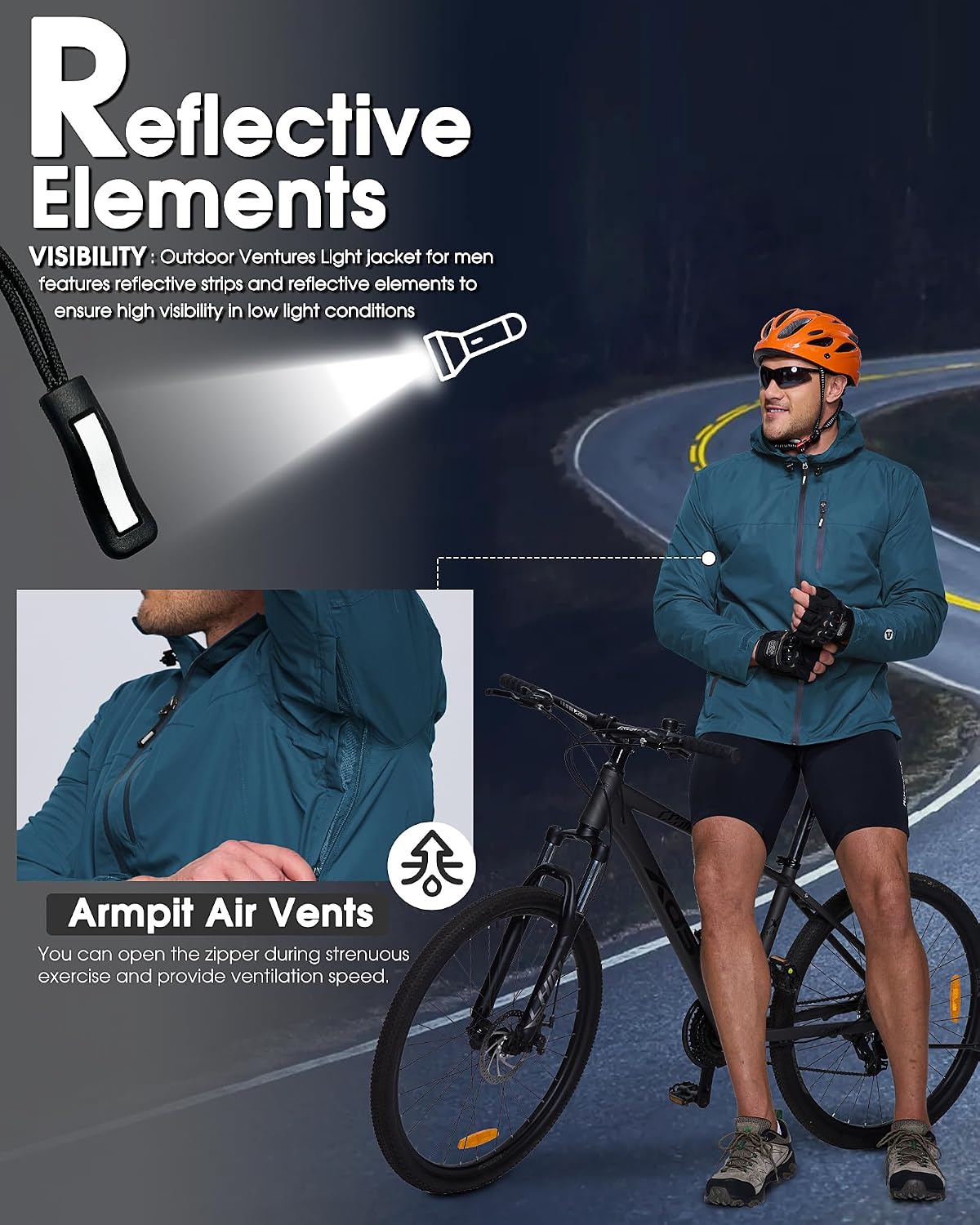 Detalle de Outdoor Ventures Regenjacke Herren – Wasserdicht, Atmungsaktiv, Packbar