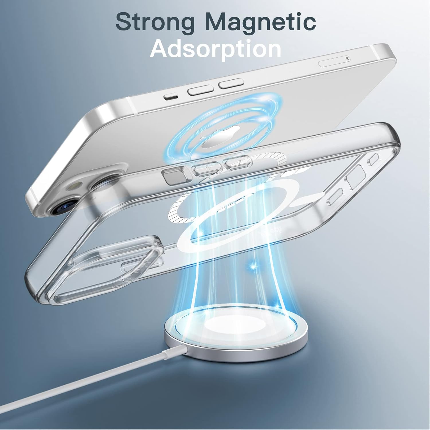 Detalle de JETech Cover Magnetica per iPhone 14 6,1" Trasparente con MagSafe – Protezione antiurto e ricarica wireless