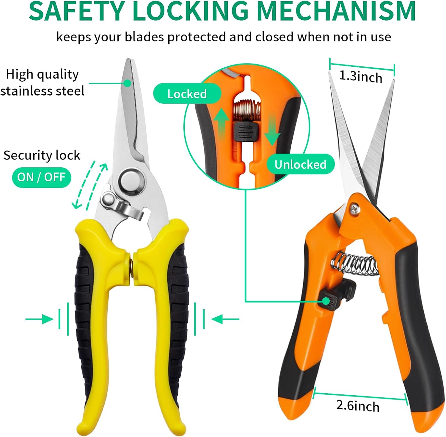 Detalle 1 de Drametic+ Scissors 3-Pack Garden Pruning Shears with Stainless Steel Blades