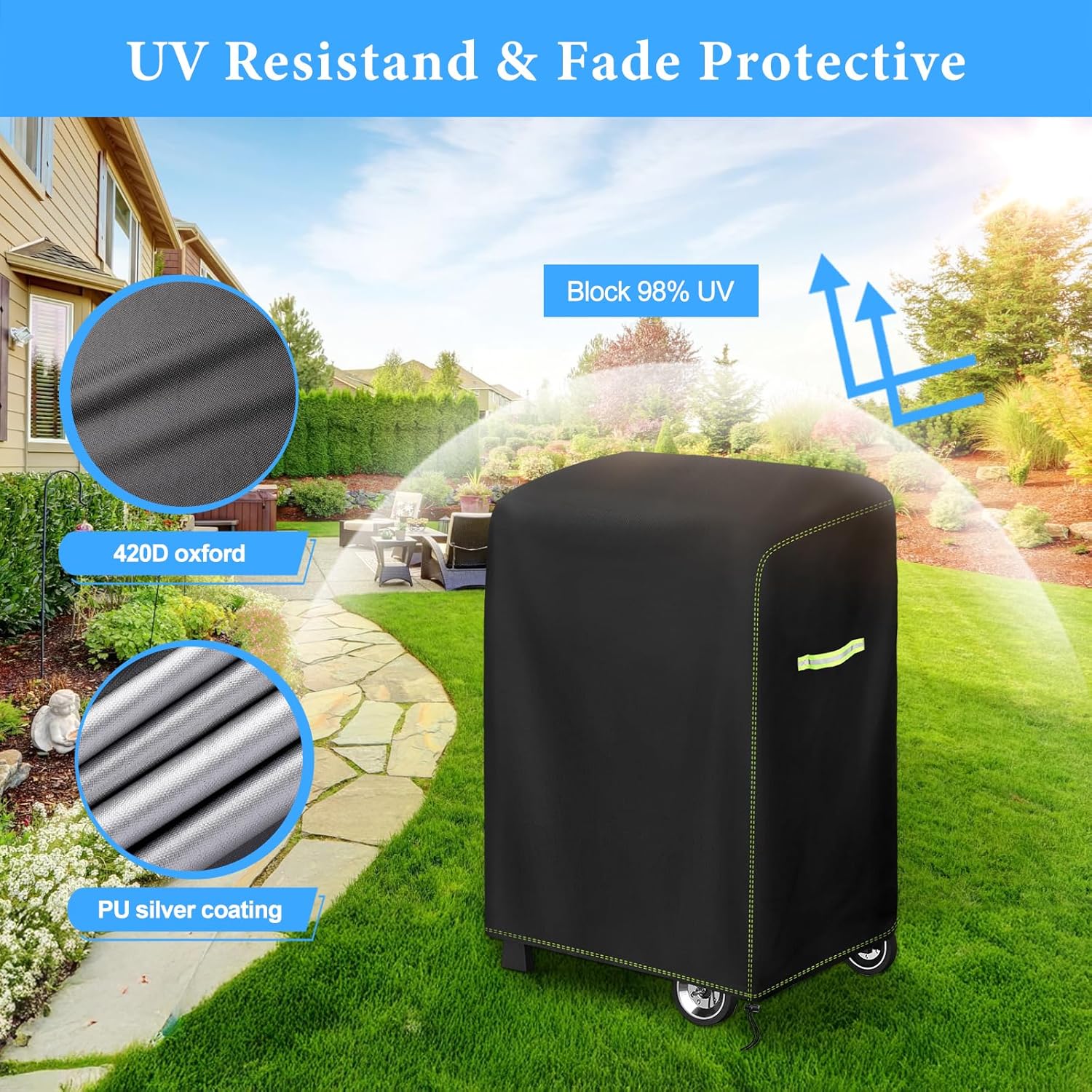 Thumbnail 5 de VDISRR Grillabdeckung Wetterfest 77 x 70 x 110 cm für Weber Spirit 210 – 2 Brenner Grill mit Klappbarer Seitenablage