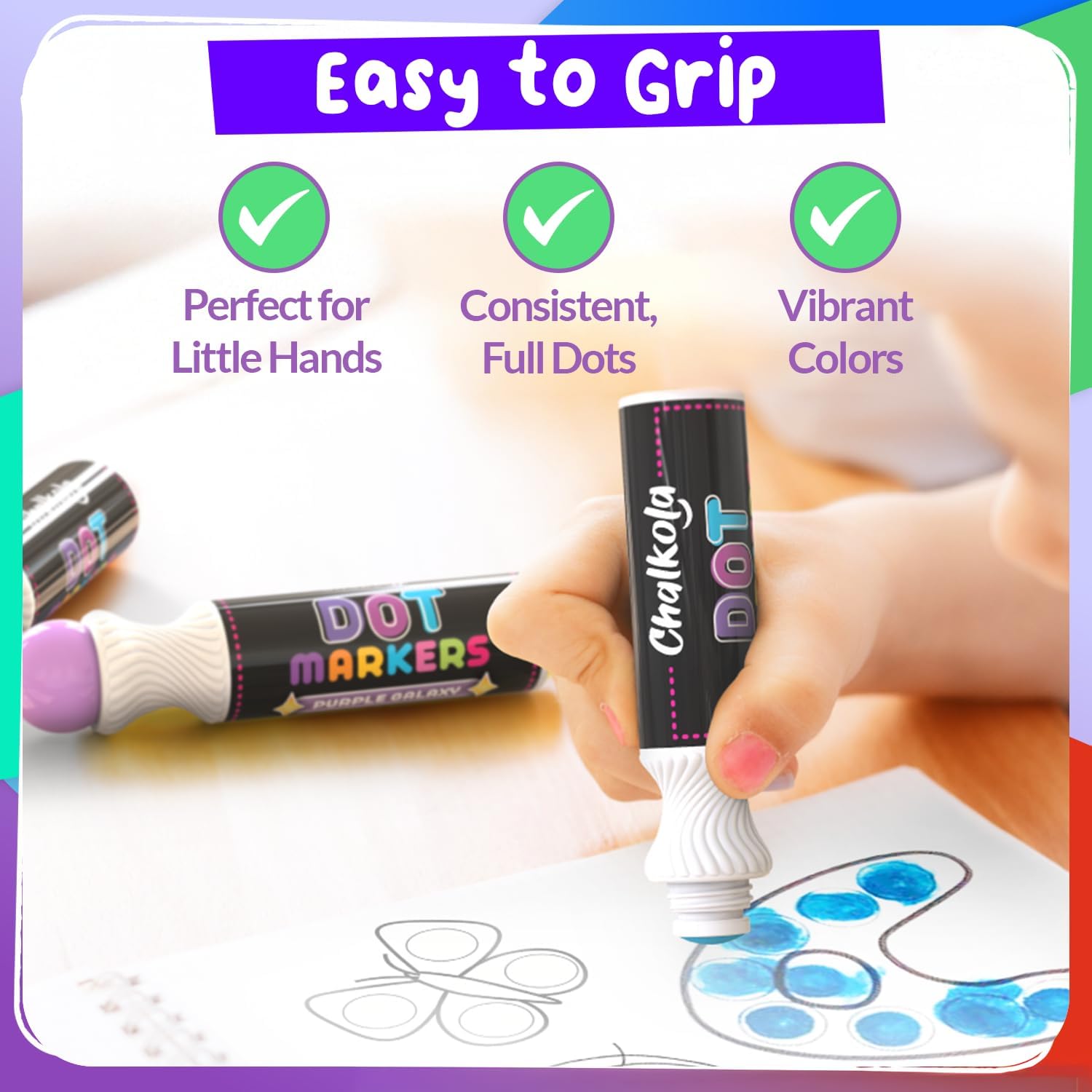 Thumbnail 3 de Chalkola 8 Washable Dot Markers for Toddlers (2-4) with 20-Page Coloring Activity Book Kit