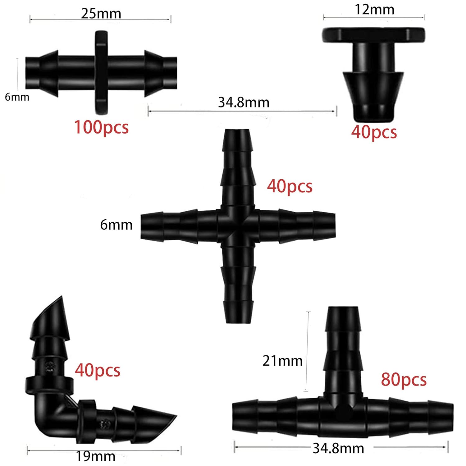 Thumbnail 1 de 300Pcs Barbed Irrigation Fittings Kit by HOINCO: 1/4 Inch Tubing Connectors for Garden Irrigation