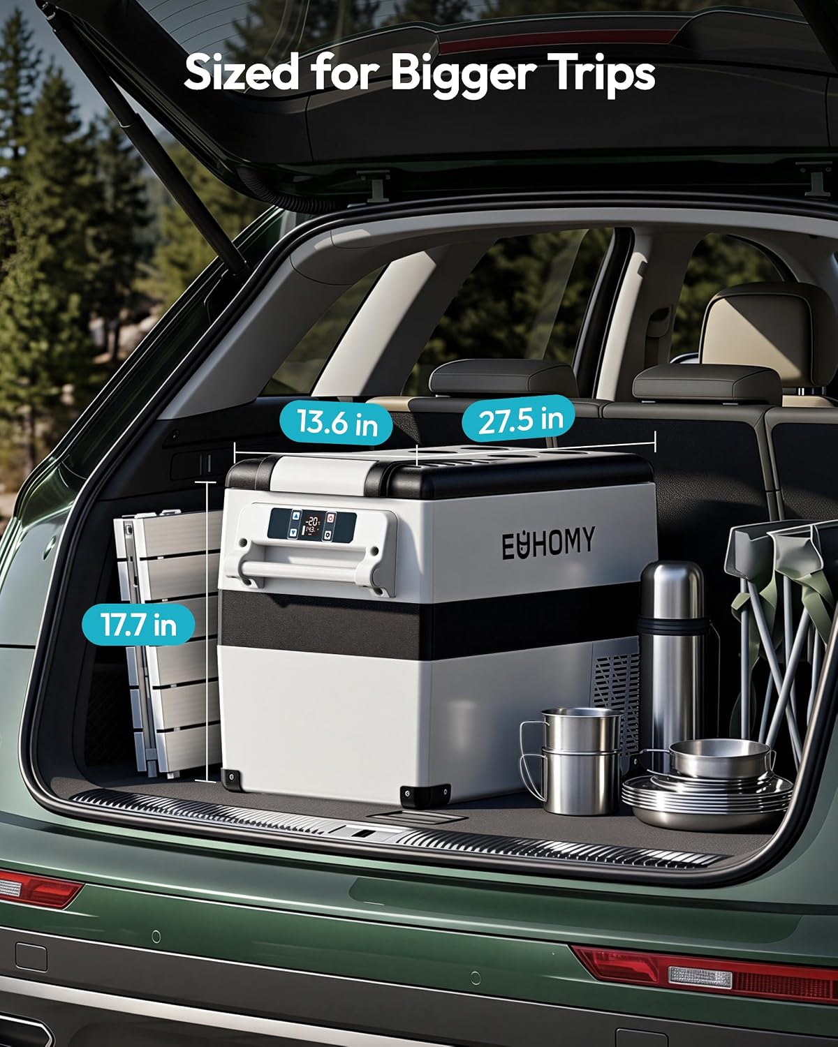 Detalle de EUHOMY CF001 48QT Portable Car Refrigerator with App Control and Dual Zones