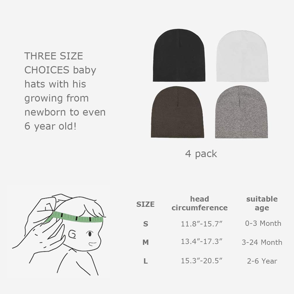 Thumbnail 5 de DRESHOW 4 Pieces Baby Beanie Knit Hats – Soft Cotton-Polyester Baby Caps