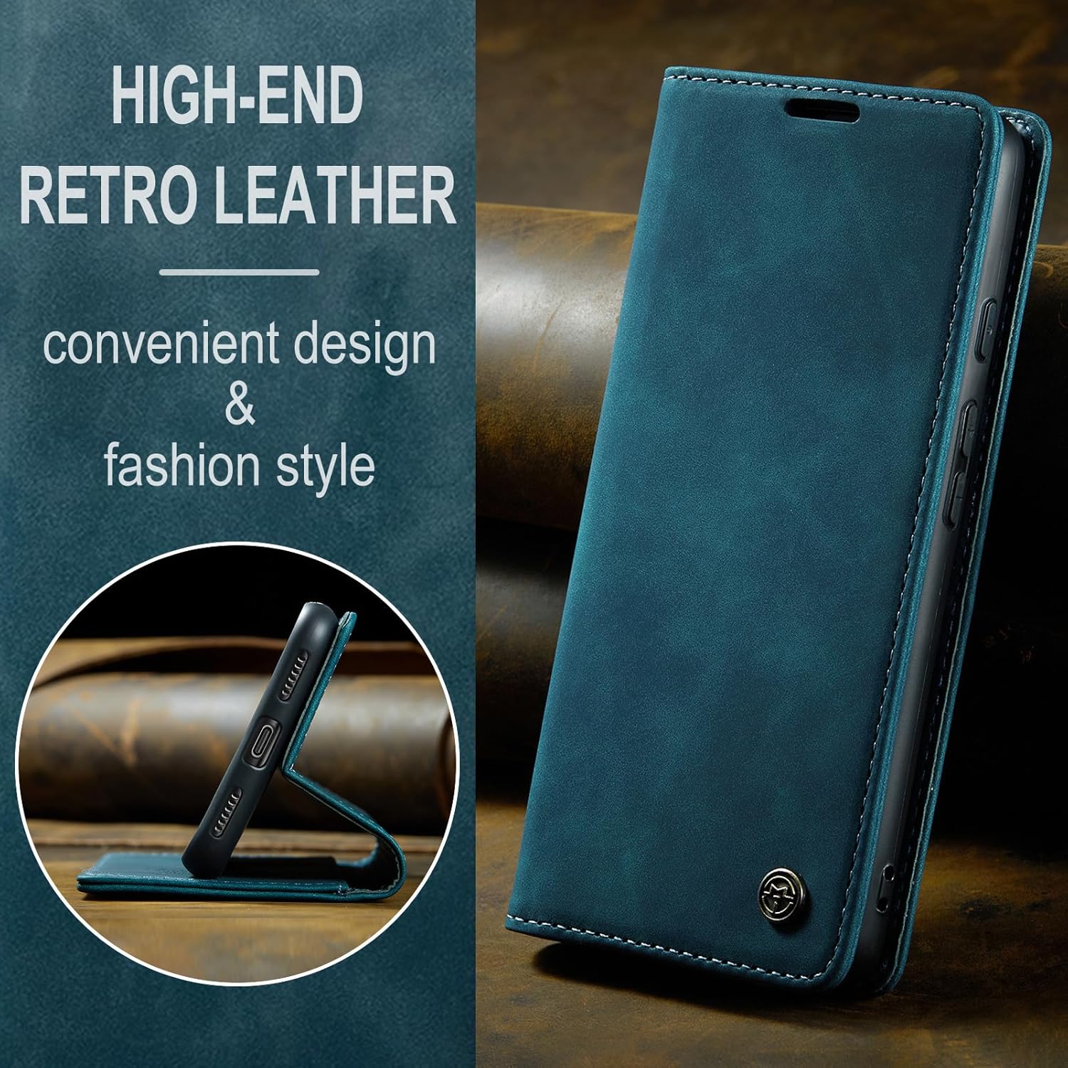 Thumbnail 5 de Azororo Handyhülle für Google Pixel 7 5G – Flip-Case aus PU-Leder mit Magnet, Kartenfach & Standfunktion (Blaugrün)