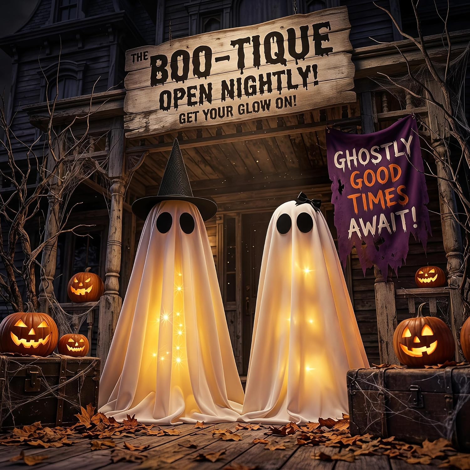 Thumbnail 6 de RIDGEPOLE RID-015 Standing Ghost Halloween Decorations, Warm White LEDs, 2-Pack