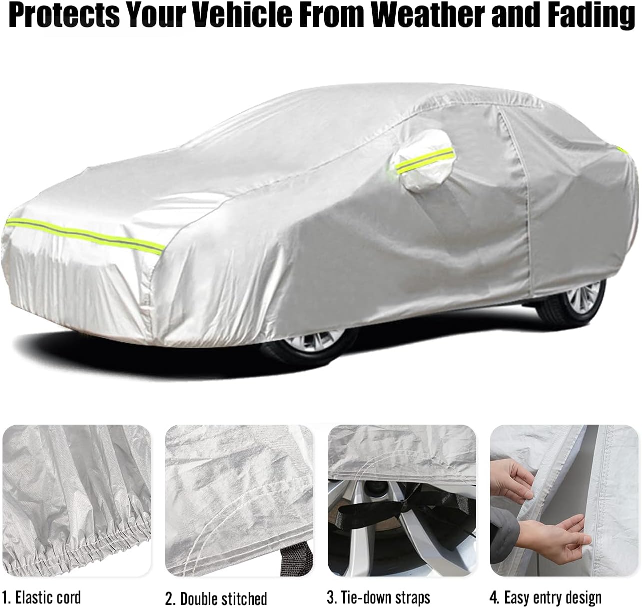 Thumbnail 2 de Favoto Bâche Voiture Extérieur – Housse de Protection PEVA avec Doublure coton, 465x170x150 cm