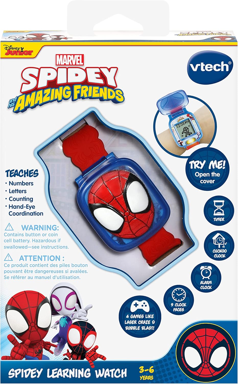 Thumbnail 6 de VTech Spidey and His Amazing Friends Spidey Learning Watch (Kids Electronic Wristwatch)