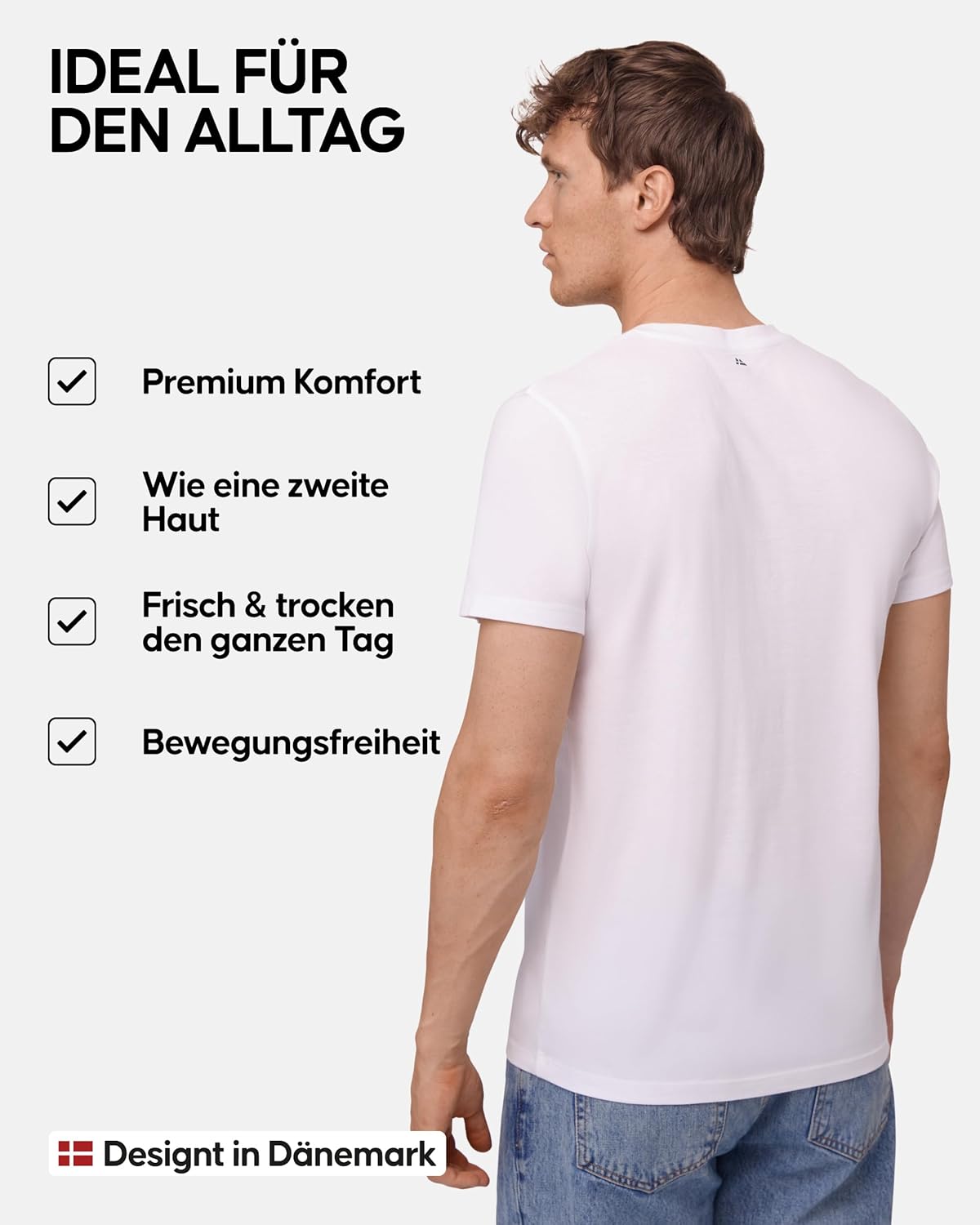 Thumbnail 2 de Danish Endurance Kurzarm Herren-T-Shirt aus Modal & Bio-Baumwolle (Rundhals) im 1er/2er/4er Pack
