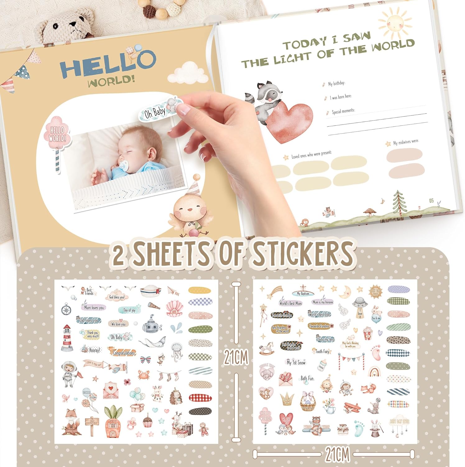 Detalle de Hyggartn Baby Memory Book – My First Year Journal with Stickers (84 Pages)