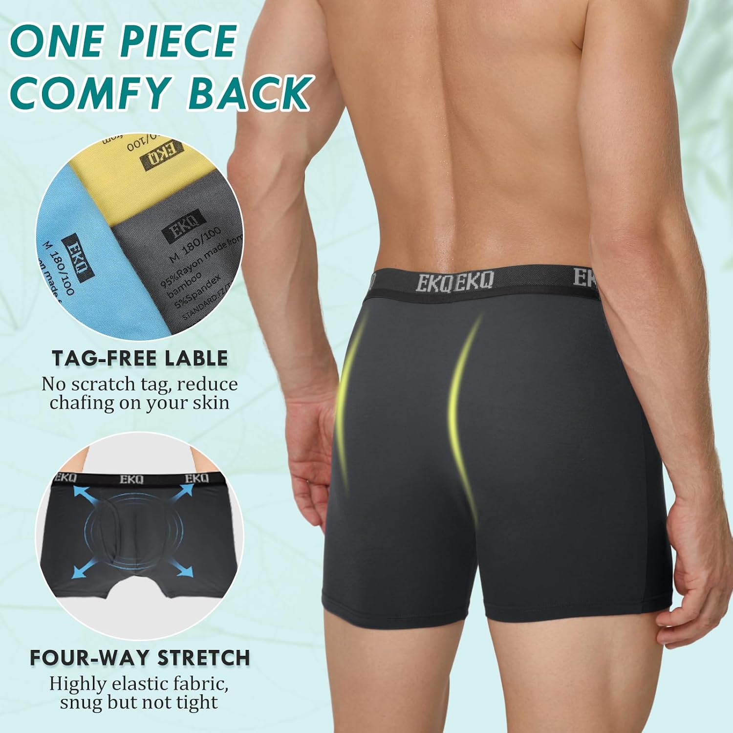 Detalle 2 de EKQ Bamboo Boxers 7 Pack Breathable
