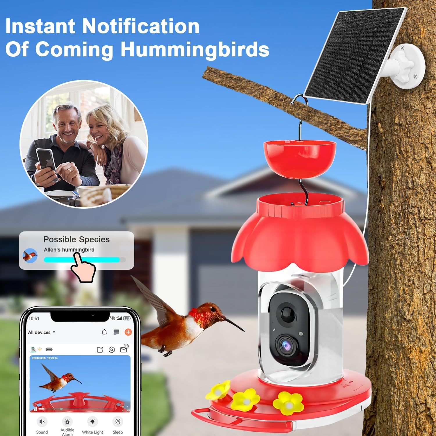 Detalle de Hummingbird Feeder with Camera: Solar-Powered Smart Feeder with AI ID
