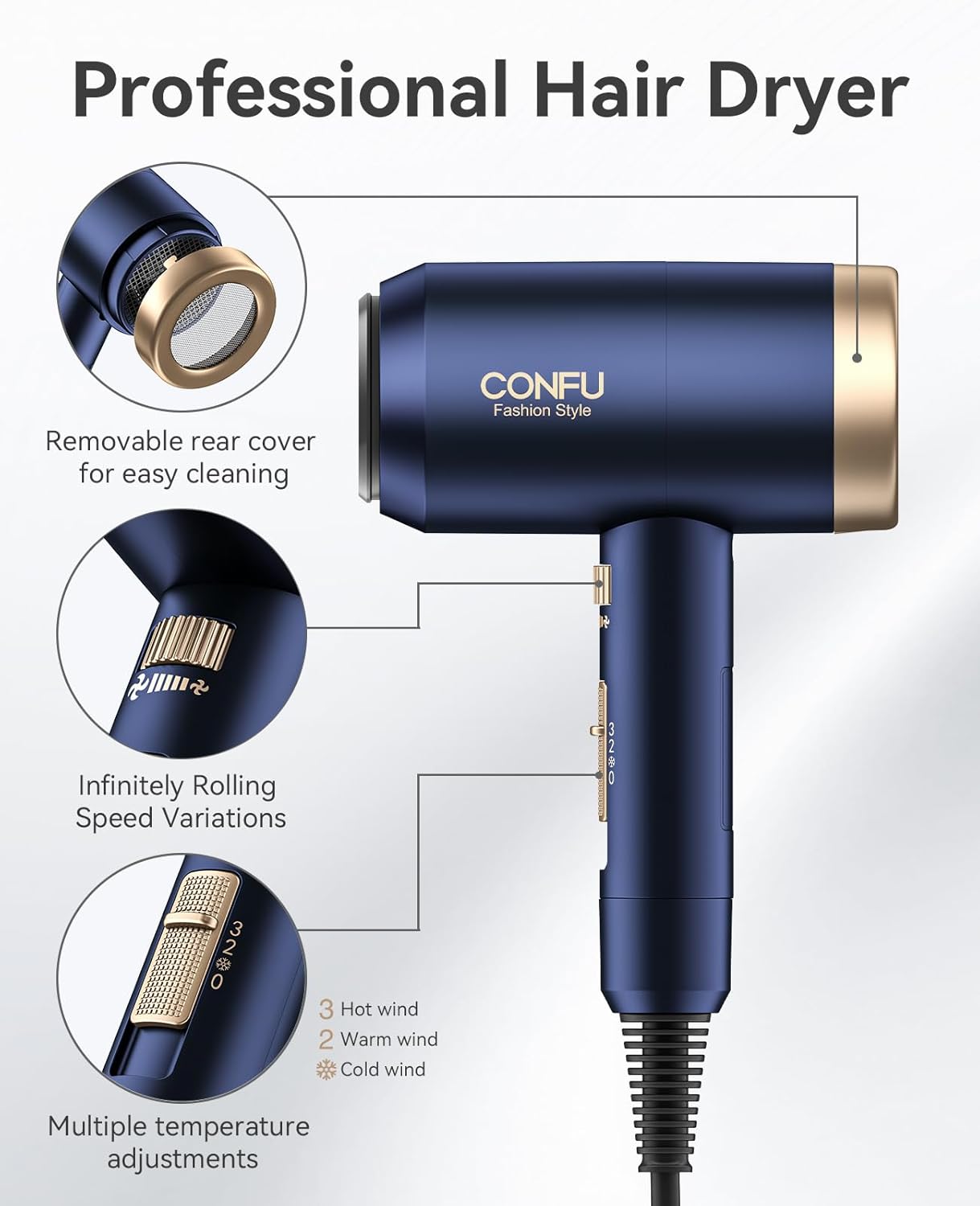 Thumbnail 1 de CONFU 1800W ionic hair dryer