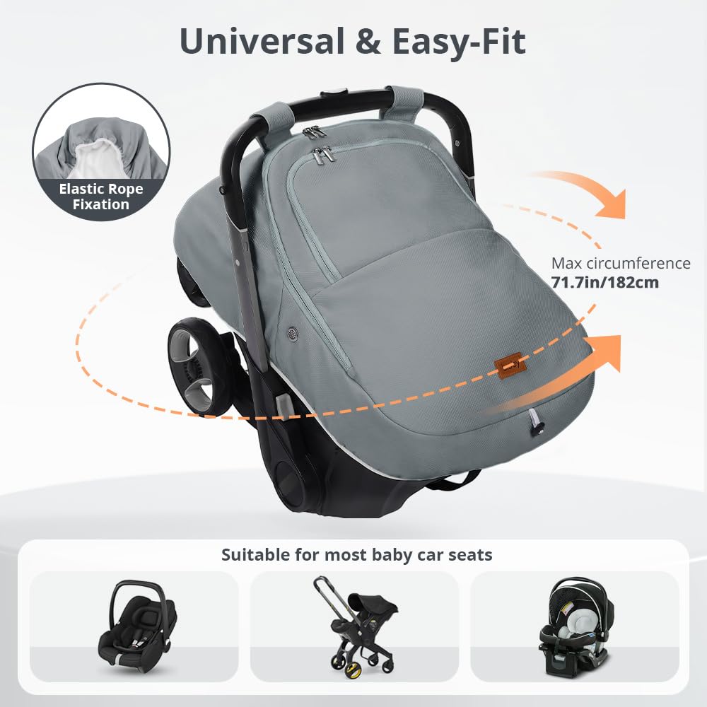 Thumbnail 3 de Bioby BG-CSC-12 Winter Baby Car Seat Cover with Fleece Lining, Gray