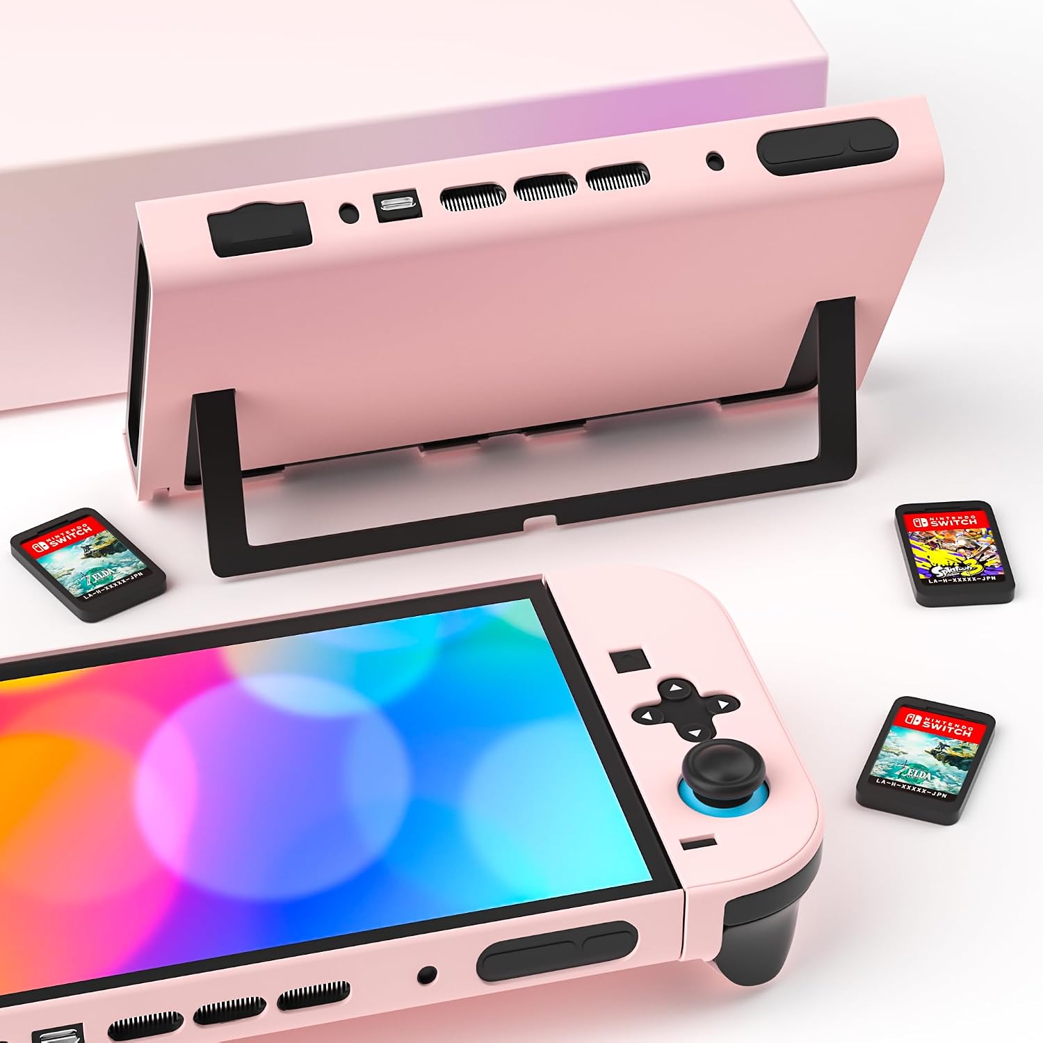 Detalle 2 de GLDRAM 01 Pink Hard-Shell Case for Nintendo Switch 2, Dockable Design