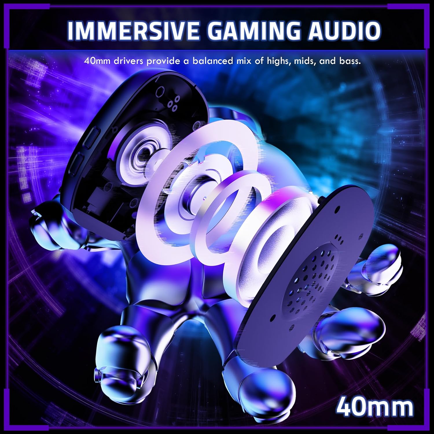 Detalle de ATTACK SHARK L80PRO Kabelloses Gaming-Headset – 3 Modi, Dual-Mikrofon, 40 mm Treiber, 3D-Surround-Sound