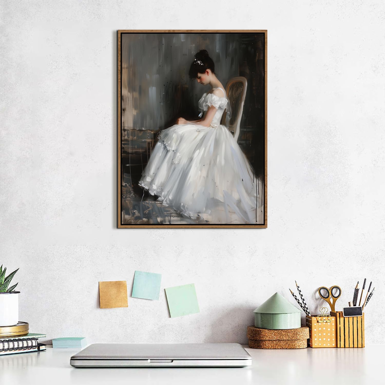 Thumbnail 4 de AREBOLO Vintage Gothic Wall Art Framed French Lady Portrait Canvas Prints (12x16 inch)
